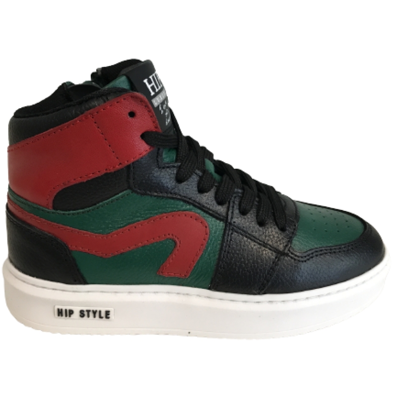 Hip H1665 half hoge sneaker Groen combi Rood 