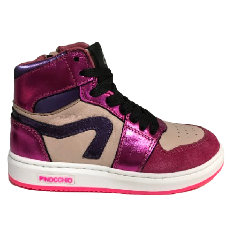 Pinocchio P1765 Sneaker Meisjes Halfhoog Fucsia 